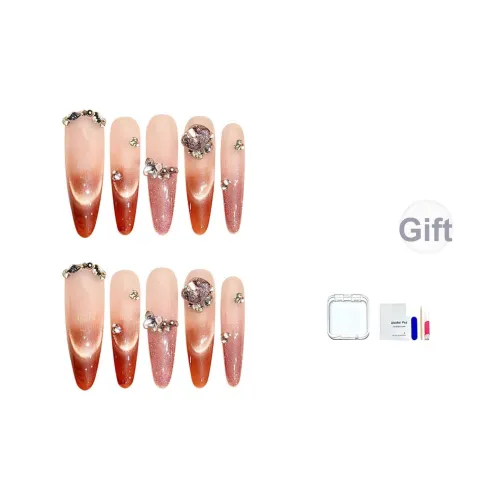 JINGCHANXUE Сердцебиение Arrival Ручной Pave Ромб False Nail Овал Coquette Градиентный Кошачий глаз 20 мм