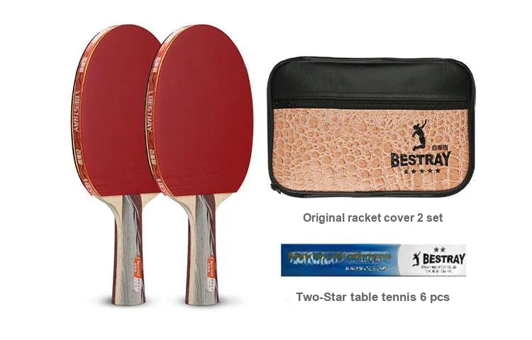 BESTRAY Ping Pong Paddles Unisex Red-2