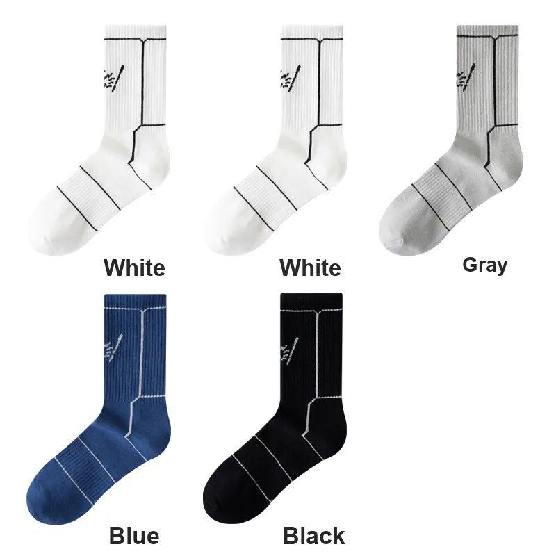 H YXIANG Mid Calf Socks Unisex 5 Pack-1