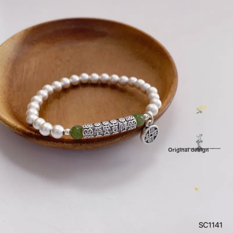 Silver Arashi 999 Fine Silver Sterling Silver Beaded Bracelet Women's-2