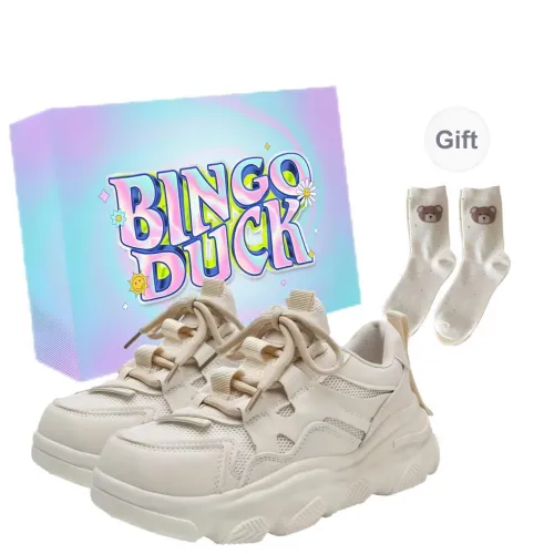 BINGO DUCK Coverage Breathable Slip Resistant Low Top Chunky Sneakers Women's