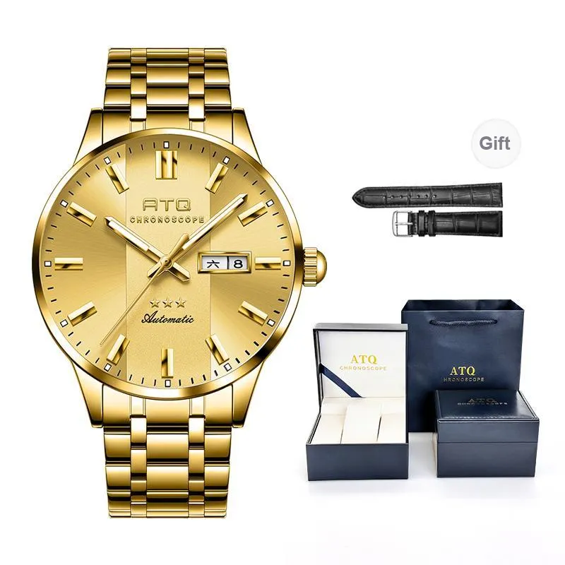 ATQ Elegant Series Automatic Mechanical Movement Stainless Steel Watchband Watch Men's Watches Gray Dial-23
