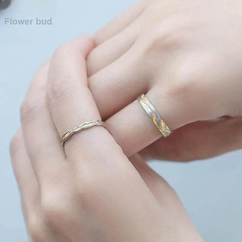 HUAYA S925 Silver Rings Women's Gold And Silver-4
