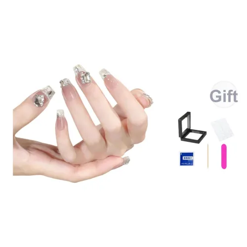 XNTX Премиум Сверкающий страз Французский Осветляющий False Nail Короткий LADDER Розовые оттенки Телесный Стиль Instagram