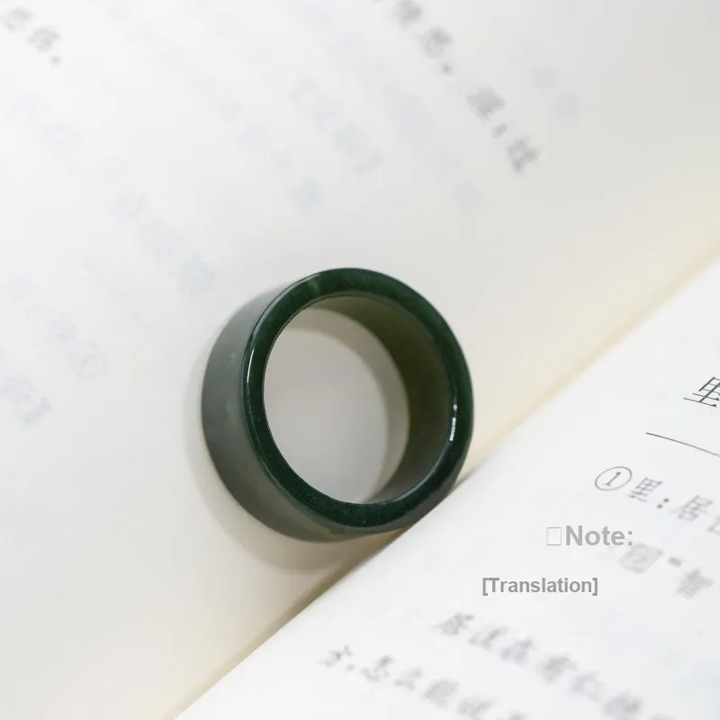 Xianyuan Hetian Jade Rings Green Jade Unisex-2