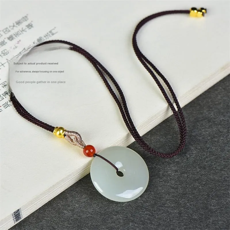 Jing Ruyu Hetian Jade Necklaces Pale Greenish White Jade Unisex-6