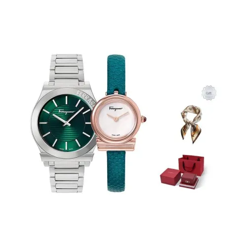 Ferragamo Наручные часы Кварцевый механизм Натуральная кожа Ремешок 44 мм Белый циферблат Унисекс Бренд Ограниченная серия Удача Коробка + шелковый шарф