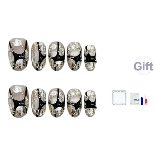 JINGCHANXUE [Галактический Узор] Ручная работа Текстура False Nail Овал Горячая девушка Градиентный Кошачий глаз 12mm