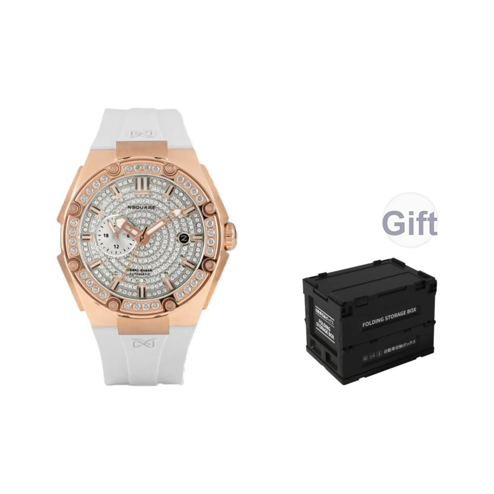 NSQUARE Gypsophila Collection Automatic Mechanical Movement Rubber Strap Watch Women's Watch Gold Dial