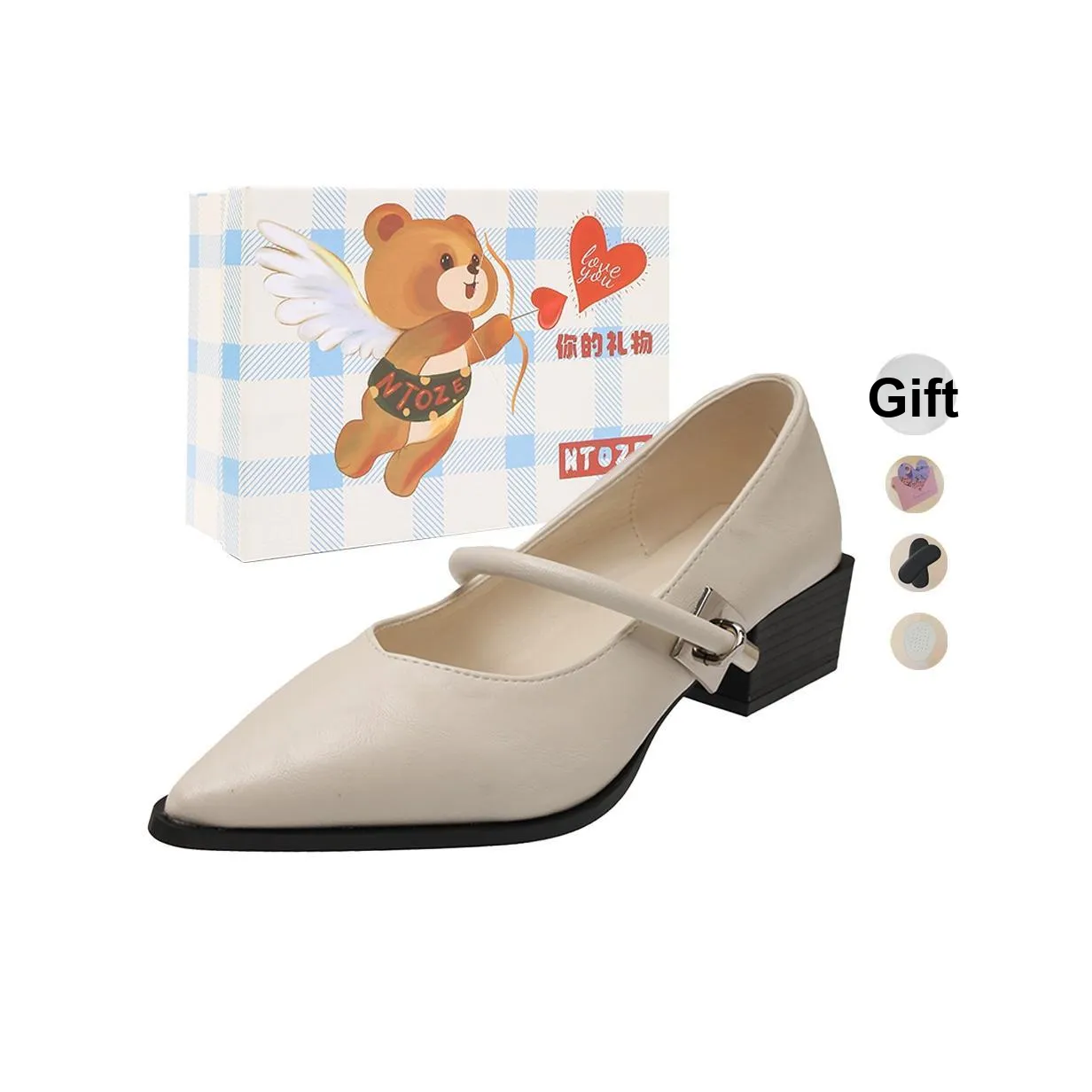 NTOZE Квадратный каблук Mary Jane Женские туфли