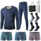 8-Piece Set Gift Box (1 Set of Wool Deep Navy Underwear+3 Pairs of Underpants+4 Pairs of Socks)