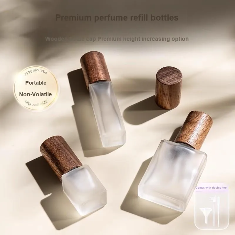 NILIYA Sample Press Bottle Walnut Wood Perfume Bottles With Dividers Glass Empty Bottle-5