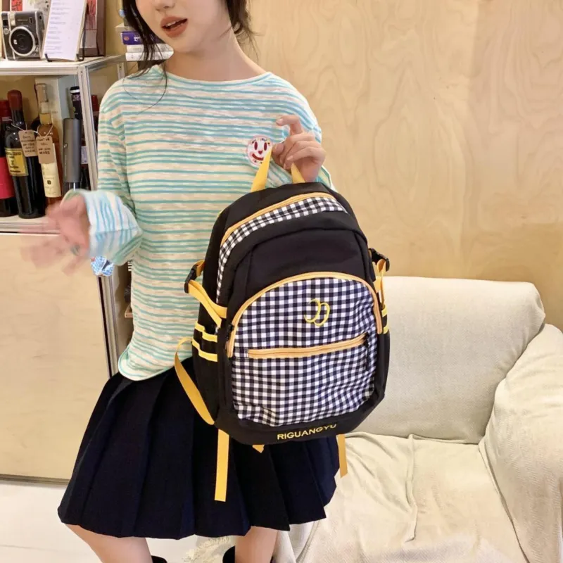 OURFUN Nylon Backpack Regular Women's Black/Yellow-6