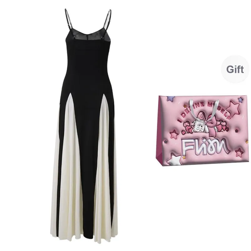 FLIM Slip Dresses Women's Black White-4