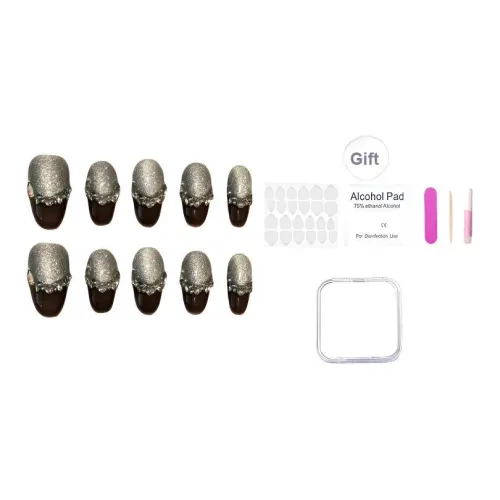 XIAMEIYU Черный кот Eye Французский Handcrafted False Nail Овал Средний LADDER 20 мм