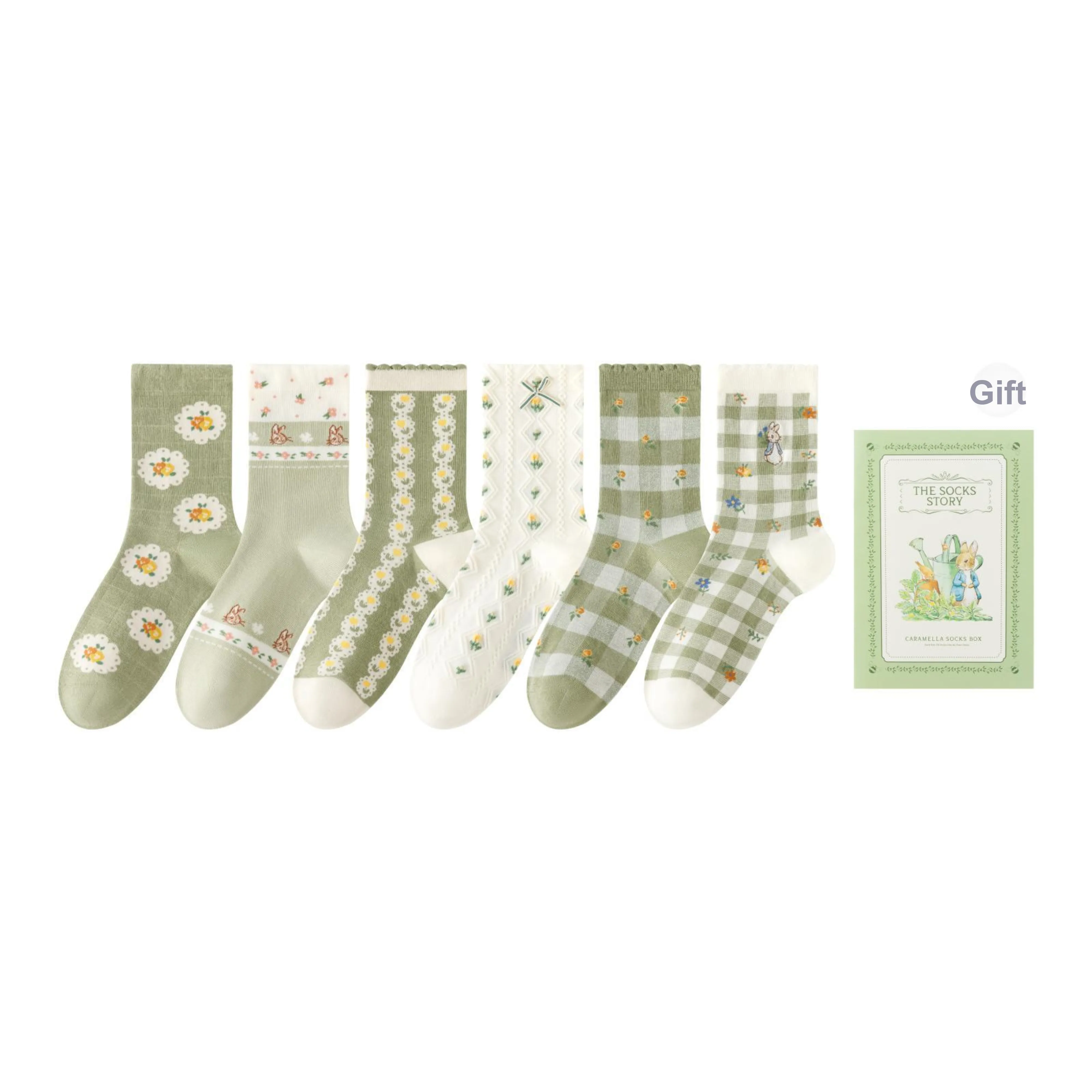 Caramella x Peter Rabbit Носки Crew Женские Коробка 6 пар