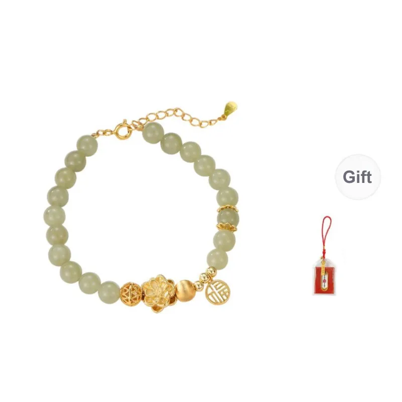 LUXLINE Hetian Jade Bracelets Pale Greenish White Jade Women's-0