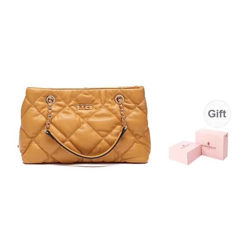 Montagut Sheepskin Chain Bag, Shoulder Bag Regular Women's Ecru/Light Green/Stone Gray/Acorn/Ice Coffee/Yellow/Black-22