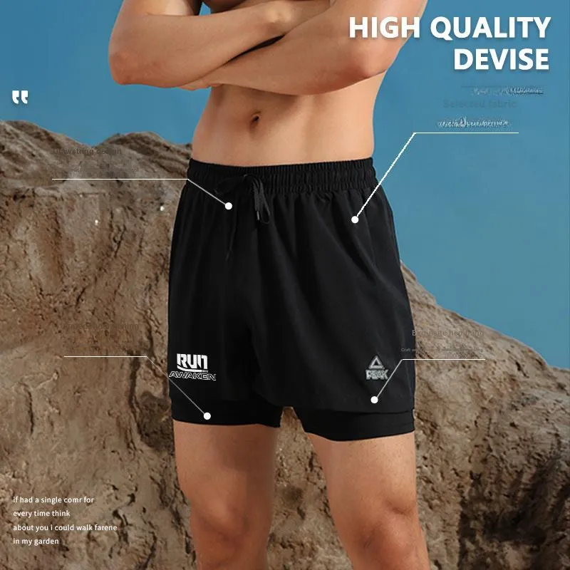 PEAK x Swim Swimming Sets Polyester Seaside Beach Swimming Pool And Hot Spring Men's Black-1