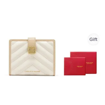 CNOLES Cow Split Leather Bonded Synthetic Leather Wallets Card Holders Regular Women's Apricot White