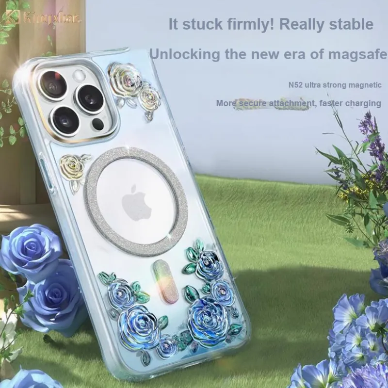 Kingxbar TPU Material Alo Flower God 3D Effect Magnetic Phone Cases Compatibility IPhone 15/Pro/Promax/iPhone 13-1