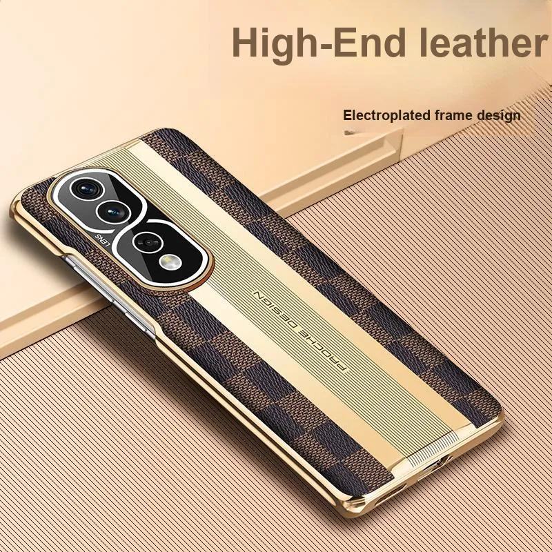 YAQIANTU Vegan Leather Material Phone Cases Compatibility With Honor 80/80 Pro/70/Magic 4/4 Pro Business Formal Luxury-1