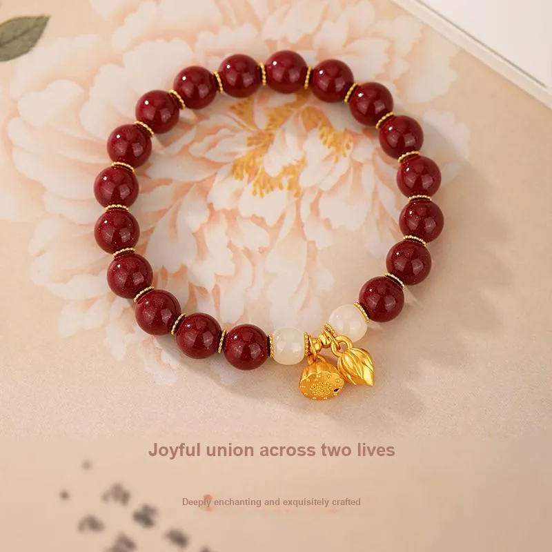 JINLIUFUJIXIANG Reconstructed Cinnabar Bracelets Unisex-2