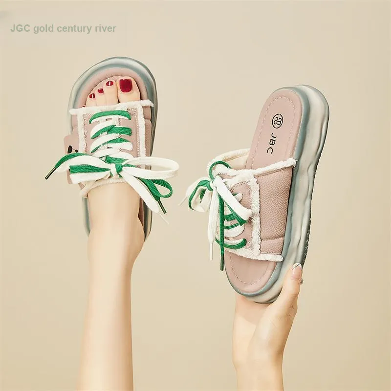 Jin Baichuan Leather Patchwork Odor Resistant Quick Dry Slide Slippers Women's-8