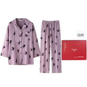 MEITENG Pajama Set Spring And Fall Season Women's Purple