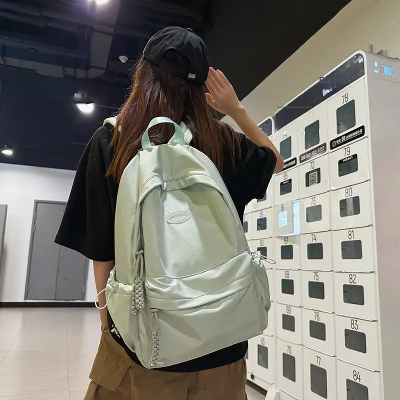 Yalu Nylon Backpack Regular Unisex Gray/Black/Light Green/Green/Pink-21