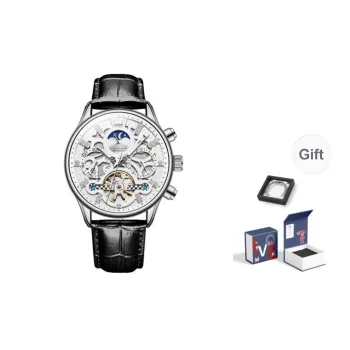 OLEVS Mechanical Movement Leather Watch Bands Watch Men's Watches Black Dial