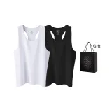 2 Pack (White+Black) 100% cotton Moisture-Wicking/Athletic Fit/Slim Fit