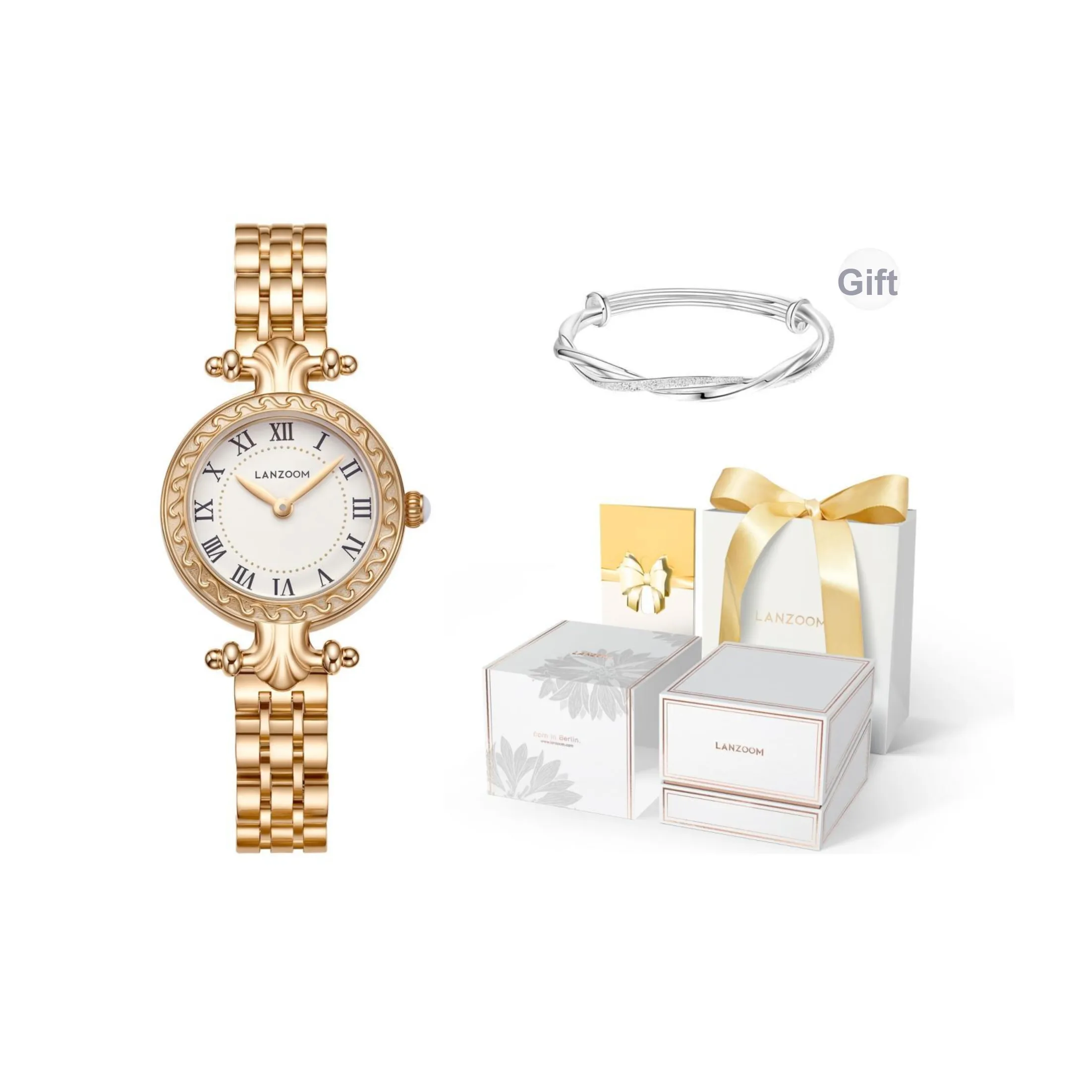 Часы LANZOOM Xiaojinqiu Кварцевый механизм Женские часы на запястье с белым циферблатом