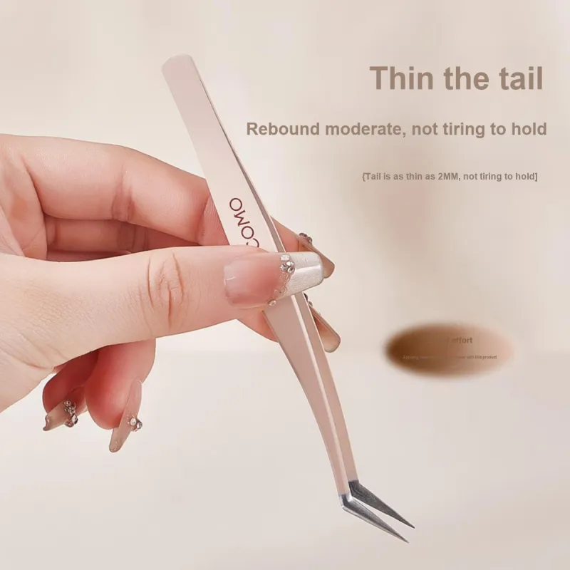 GECOMO Precision Gold Feather Clip Tweezers Designed For False Eyelashes-2