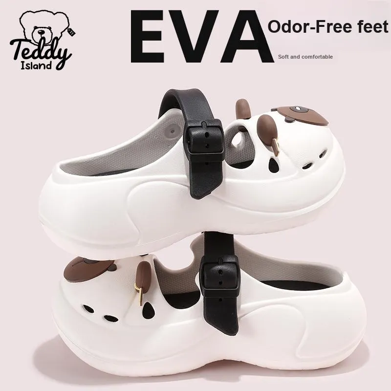 TEDDY ISLAND Beach Cute Clogs Slip Resistant Slippers For Women's-4
