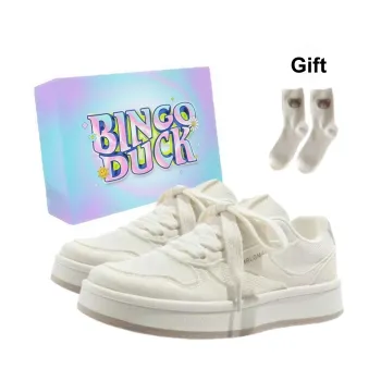 BINGO DUCK Slip Resistant Shock Absorbers Skateboard Shoes Women's Ecru