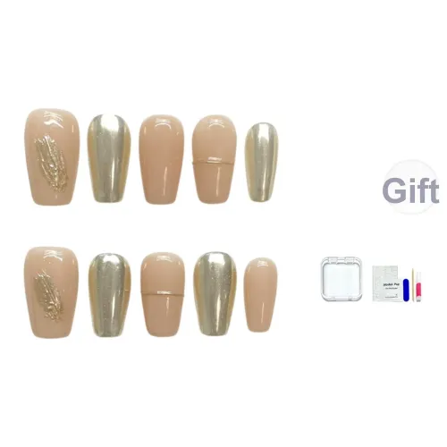 JINGCHANXUE Металл Глянцевый Овсяный False Nail Средний LADDER Минималистский стиль Телесный Стиль Instagram 14mm