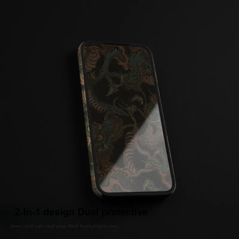 Keshami PC Material Fully Enclosed Impact Resistant Matte Qinglong Phone Cases Suitable For Xiaomi 14/14pro-8