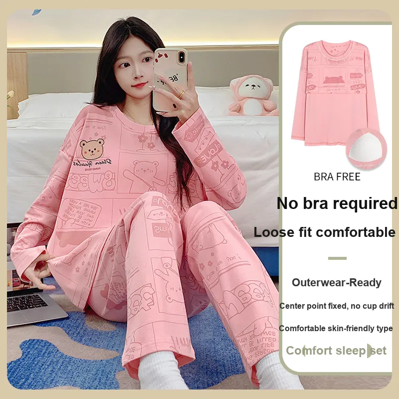 BONAS Pajama Set Women's Comic Bear-3