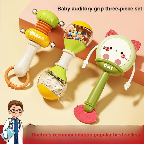 Teacher Lin Ручной колокольчик трехкомпонентный набор для прорезывания зубов и тренировок рук развивающие игрушки