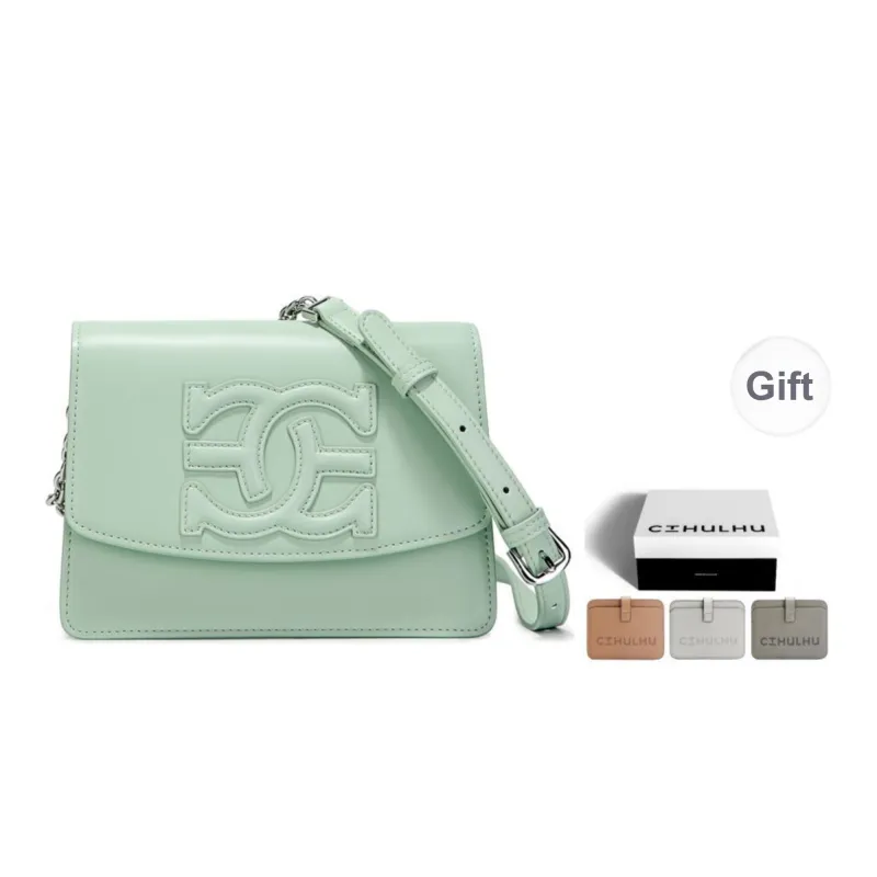 Cthulhu Cow Leather Shoulder Bag Morandi Small Square Bag Medium Size Women's Ecru/Green/Purple-7