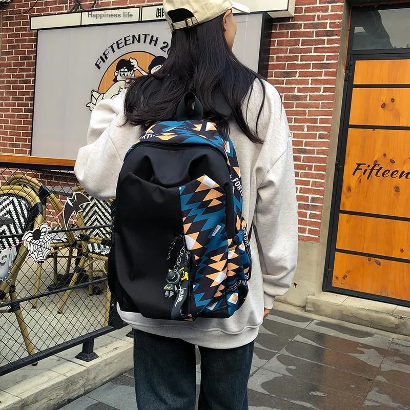 Yalu Nylon Backpack Regular Unisex Red/Yellow/Emerald Green/Peacock Blue-2