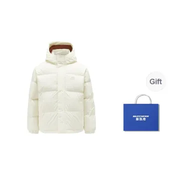 Skechers Down Jacket Unisex Cream Beige White