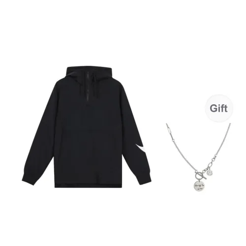 Nike Water-Resistant Windproof Wear-Resistant Windbreaker Jacket Men's Black Comes With Necklace
