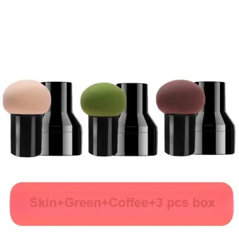 JIAOXUEFEI Professional Multicolor Mushroom Head Powder Puff 3 Pcs-Easy Application No Waste