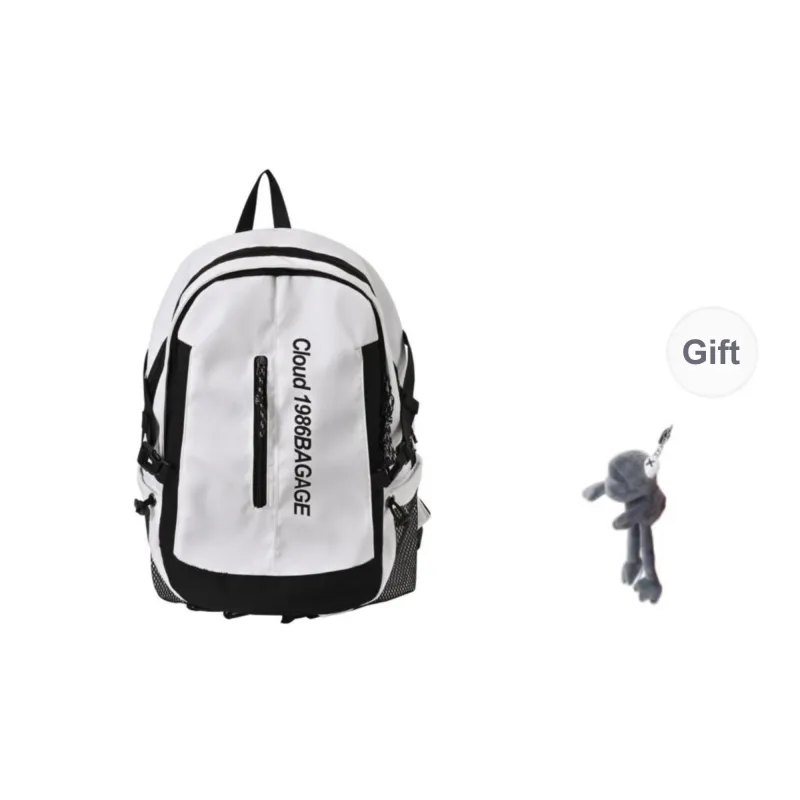 BRABOSTON Nylon Fabric Backpack Unisex White/Black-9