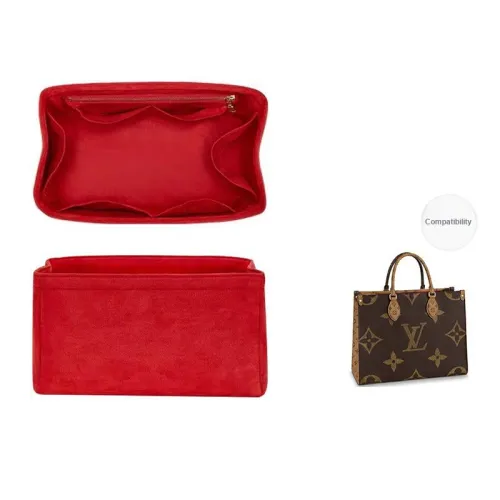 Luxury Care Artisan Workshop Red Suede Liner Bag Accessory Medium Size Women's