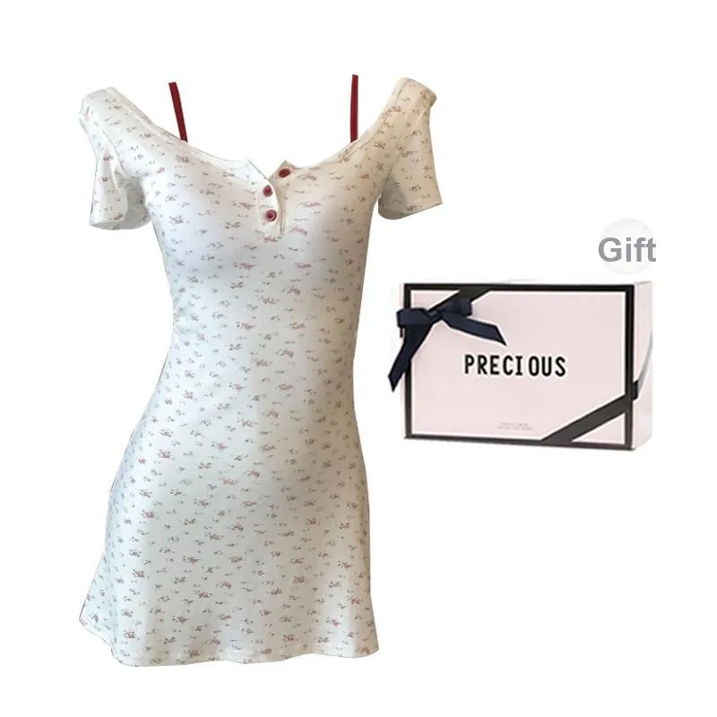 OEING Nightgown Women's Gift Box Set Floral White