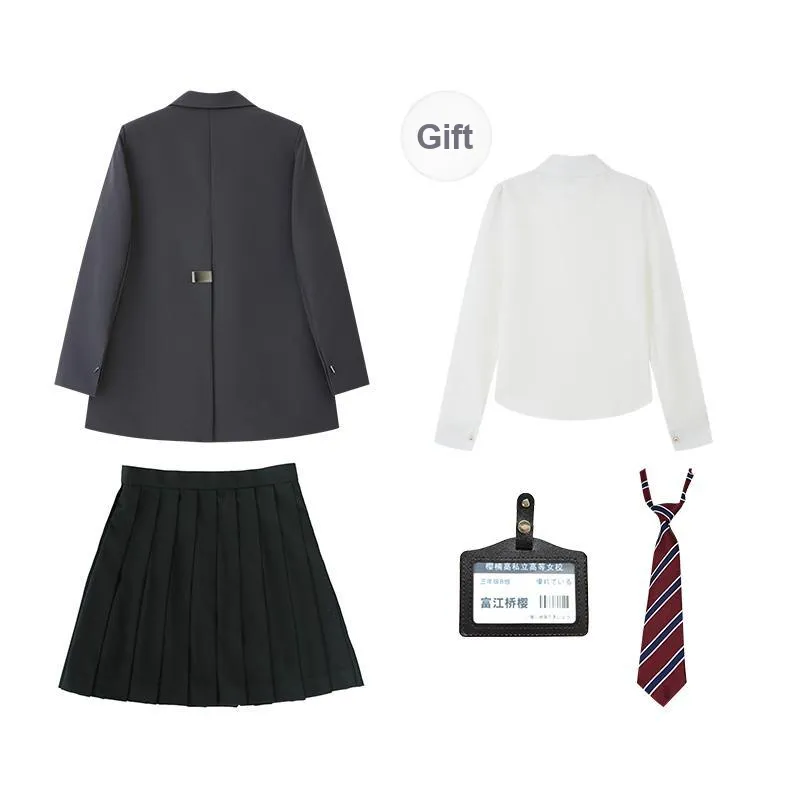 YuChaJia Uniforms Women's Set Gray Business Suit+Skirt-1