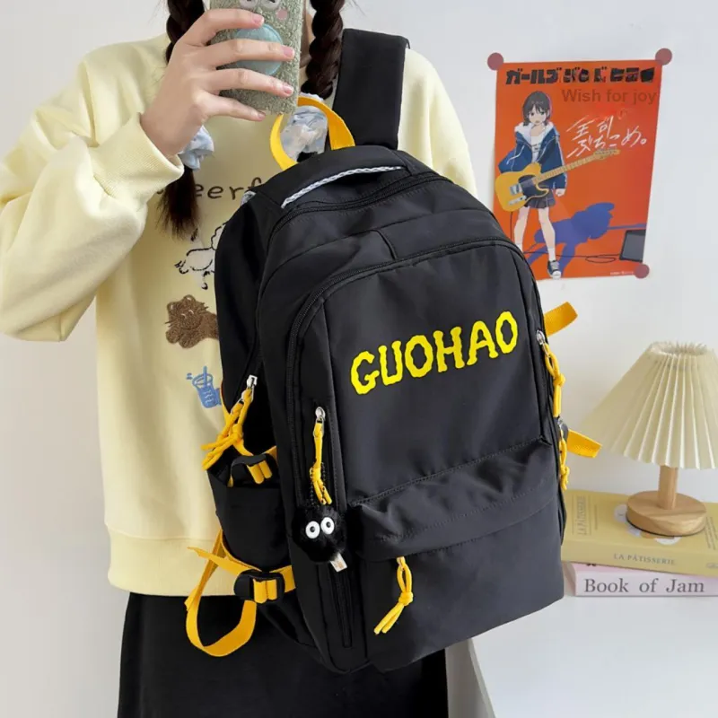 BRABOSTON Nylon Backpack Unisex Black/Red/Yellow/Blue-2